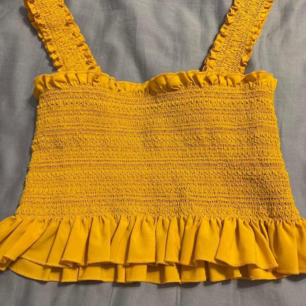 Forever 21 yellow ruffle crop